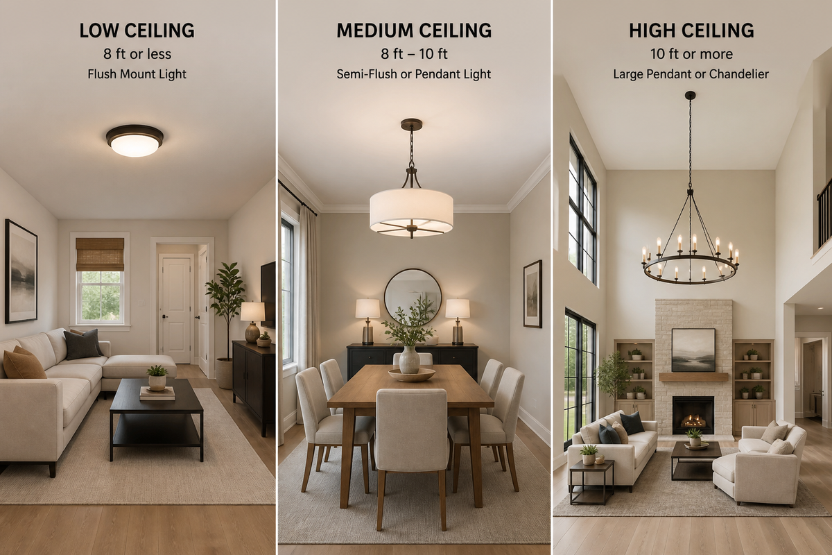 Room Ceiling Light Ideas for Low, Medium, and High Ceilings