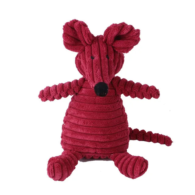 Plush corduroy squeaky dog toy animal shape durable chew toy for puppies and dogs