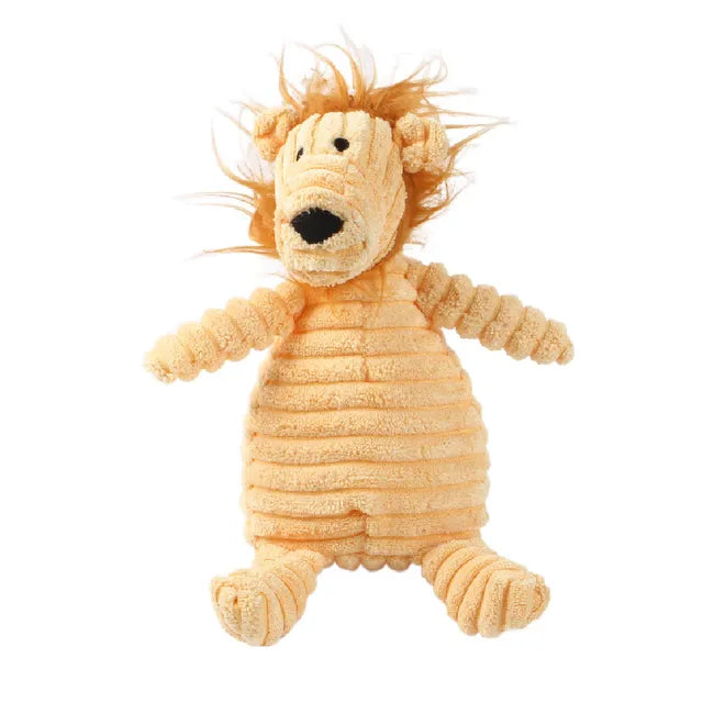 Plush corduroy squeaky dog toy animal shape durable chew toy for puppies and dogs