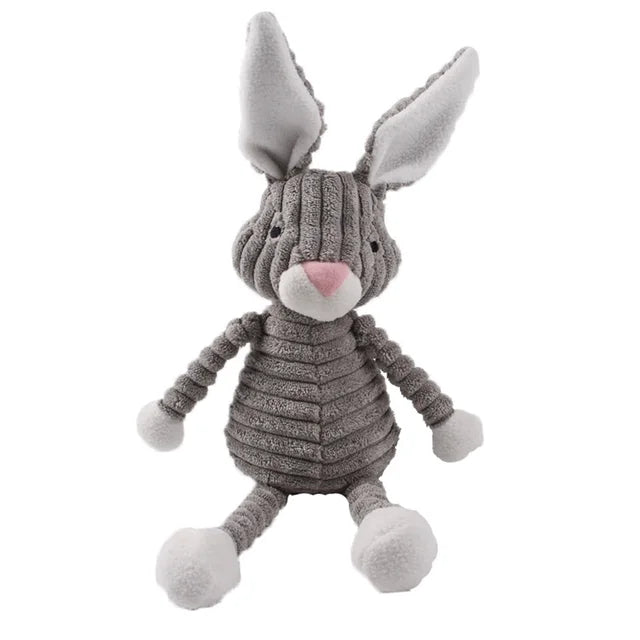 Plush corduroy squeaky dog toy animal shape durable chew toy for puppies and dogs