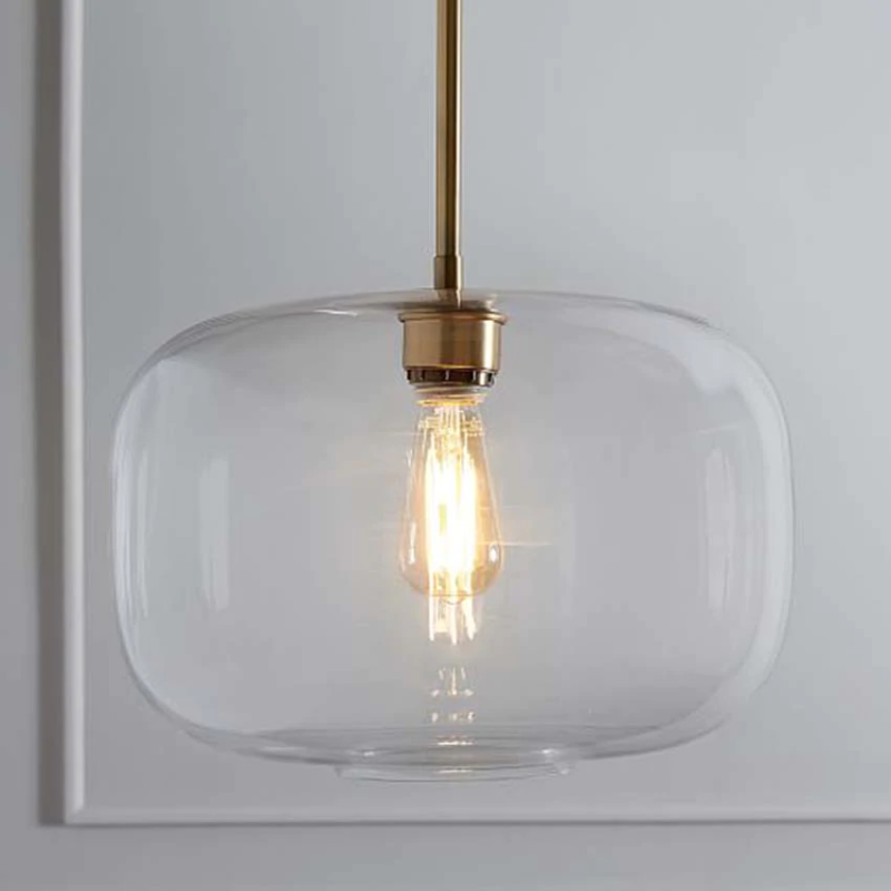 Sculpted Clear Glass Brass Luminaire for Hallway and Dining Pendant Lamp