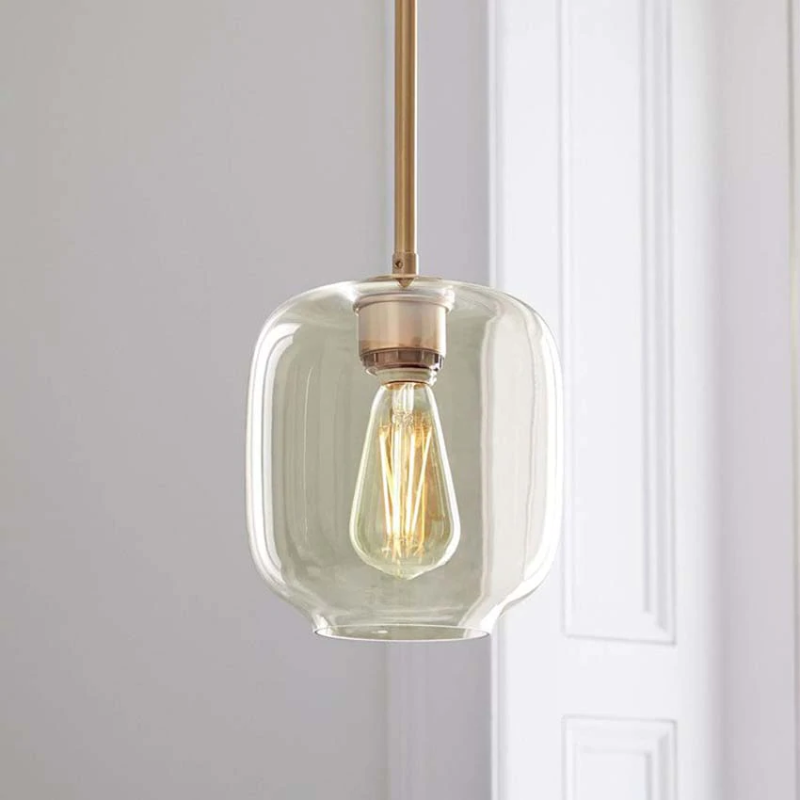 Sculpted Clear Glass Brass Luminaire for Hallway and Dining Pendant Lamp
