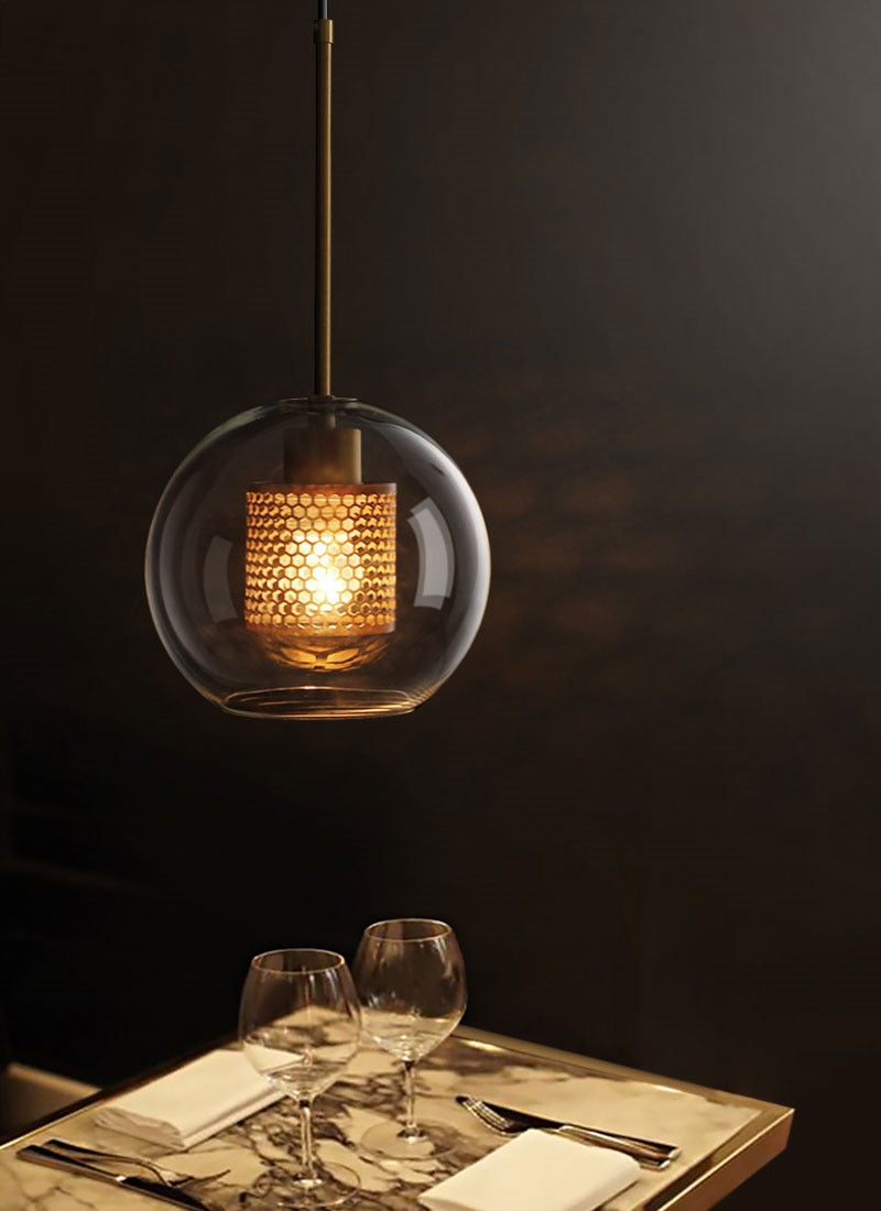 Honeycomb Glass & Metal Pendant Light-Letifly Lights and Decor