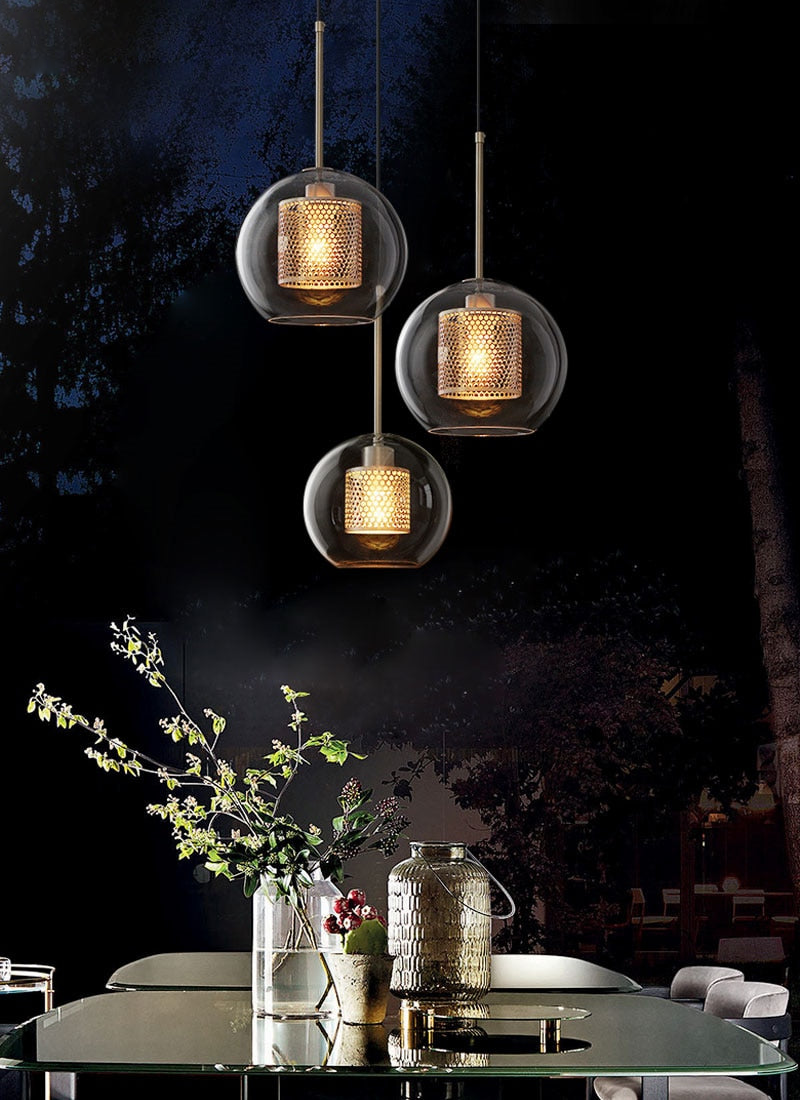 Honeycomb Glass & Metal Pendant Light-Letifly Lights and Decor