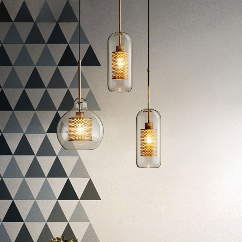 Honeycomb Glass & Metal Pendant Light-Letifly Lights and Decor