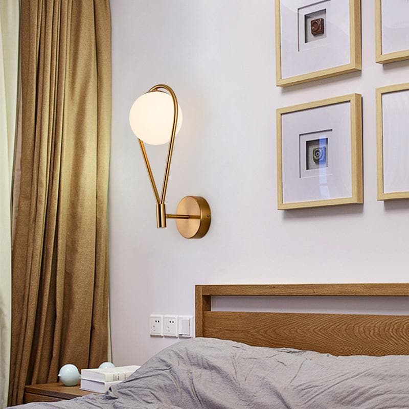Copper loop shape wall lamp with a Frosted glass globe