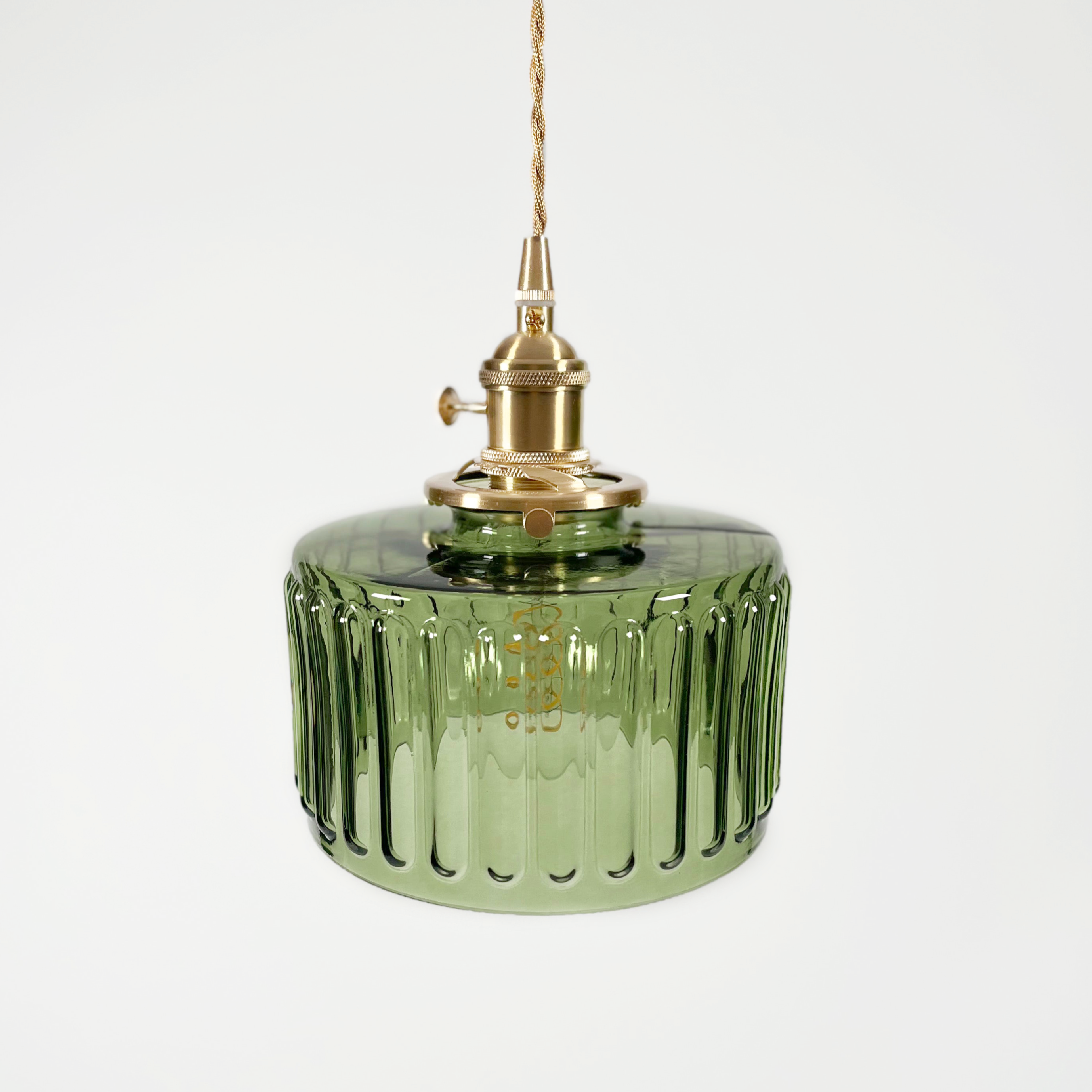 Round Green Pendant Lamp Glass brass