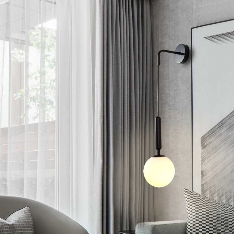 Poiret Series Brass & Glass Globe Hanging Wall Lamp-Letifly Lights and Decor
