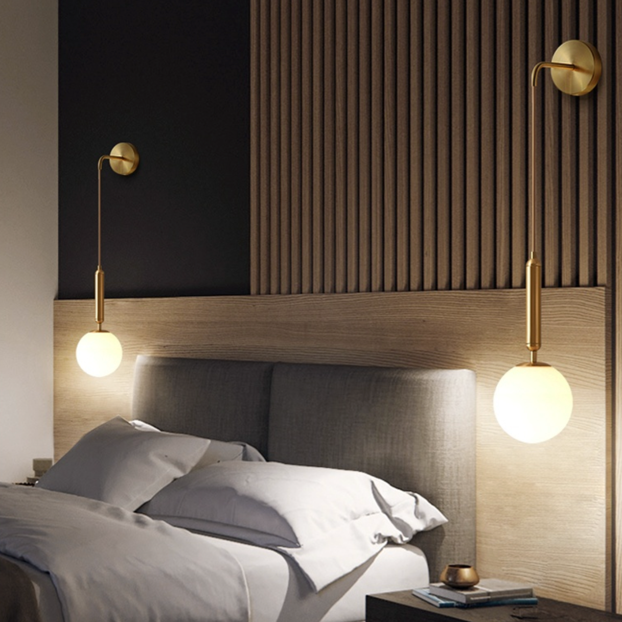 Poiret Series Brass & Glass Globe Hanging Wall Lamp-Letifly Lights and Decor