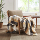 Bloomington Faux Mohair to Sherpa Throw Blanket Plaid Reversible Soft Cozy Accent