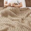 Chunky Double Knit Handmade Throw Blanket Cozy Soft Textured Couch and Bed Accent Decor