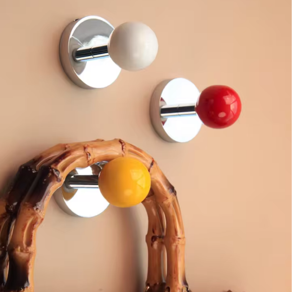 Ceramic Ball Wall Mounted Hook Towel Hooks For Bathroom Clothes Coat Hanger Punch/No Punch Dual Purpose Bedroom Door Hooks Diy-Letifly Lights and Decor