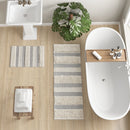 Woven textured bath rug stripe non skid shaggy bathroom mat boho inspired handwoven rug