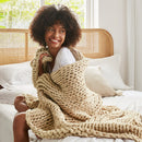 Chunky Double Knit Handmade Throw Blanket Cozy Soft Textured Couch and Bed Accent Decor