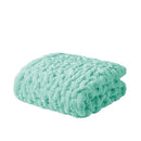 Ruched Faux Fur Throw Blanket Plush Textured Soft Cozy Sofa or Bed Accent