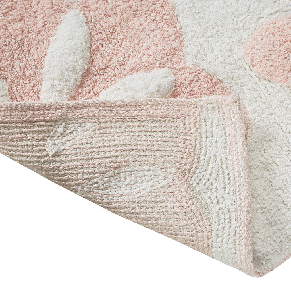 Floral medallion round rectangle bath mat tufted plush rug absorbent soft pile rug