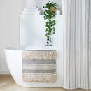 Woven textured bath rug stripe non skid shaggy bathroom mat boho inspired handwoven rug