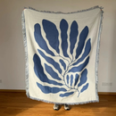 Abstract Art Woven Tapestry Blanket two-tone reversible fringed decorative throw