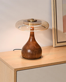 French retro luxury wood glass table lamp bedroom bedside copper desk lamp mid-century modern lighting