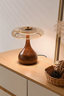 French retro luxury wood glass table lamp bedroom bedside copper desk lamp mid-century modern lighting