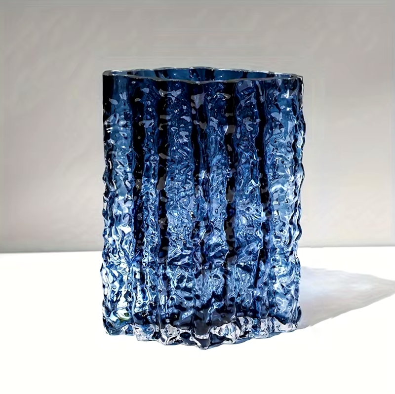 Arctic Ice Textured Glass Vase-Letifly Lights and Decor