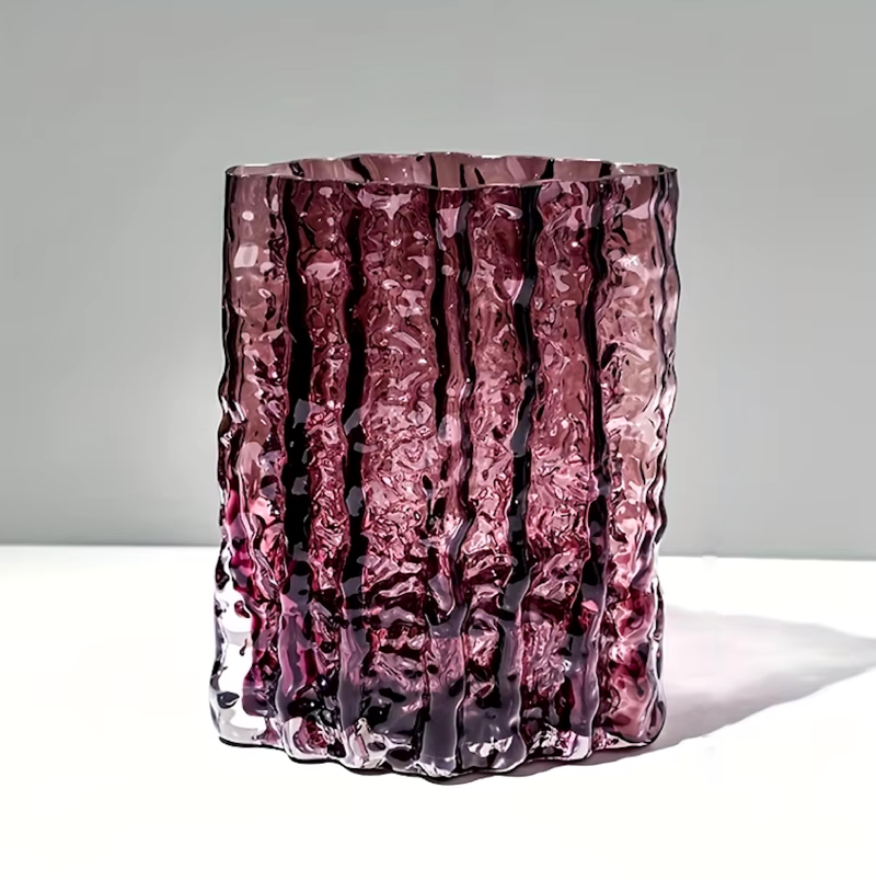 Arctic Ice Textured Glass Vase-Letifly Lights and Decor
