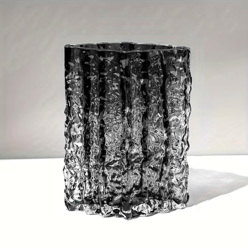 Arctic Ice Textured Glass Vase-Letifly Lights and Decor