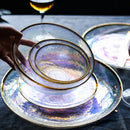 Gold Edge Glass Plate & Bowl