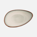 Ceramic special-shaped triangular dinner plate green reactive glaze modern asymmetrical dining plate durable