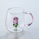 3D Rose Blossom Glass Cup & Pitcher Set