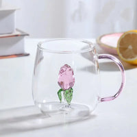 3D Rose Blossom Glass Cup & Pitcher Set