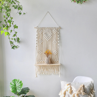 Macrame Shelf Hanging Wall Boho Inspired Floating Wall Shelf For Plants and Home Decor