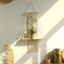 Macrame Shelf Hanging Wall Boho Inspired Floating Wall Shelf For Plants and Home Decor