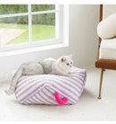 Pet sofa coral fleece striped warm machine washable pet lounger