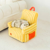 Pet sofa coral fleece striped warm machine washable pet lounger