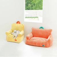 Pet sofa coral fleece striped warm machine washable pet lounger