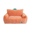 Pet sofa coral fleece striped warm machine washable pet lounger