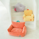 Pet sofa coral fleece striped warm machine washable pet lounger