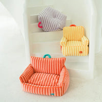 Pet sofa coral fleece striped warm machine washable pet lounger