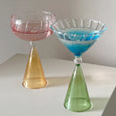 Retro Creative Cocktail Glasses tinted glass textured design with glass bead