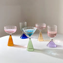 Retro Creative Cocktail Glasses tinted glass textured design with glass bead