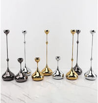 Chrome Drop Dining Candle Holder Set-Letifly Lights and Decor