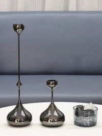 Chrome Drop Dining Candle Holder Set-Letifly Lights and Decor
