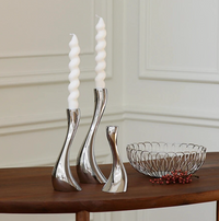 Chrome Wave Candle Holders-Letifly Lights and Decor