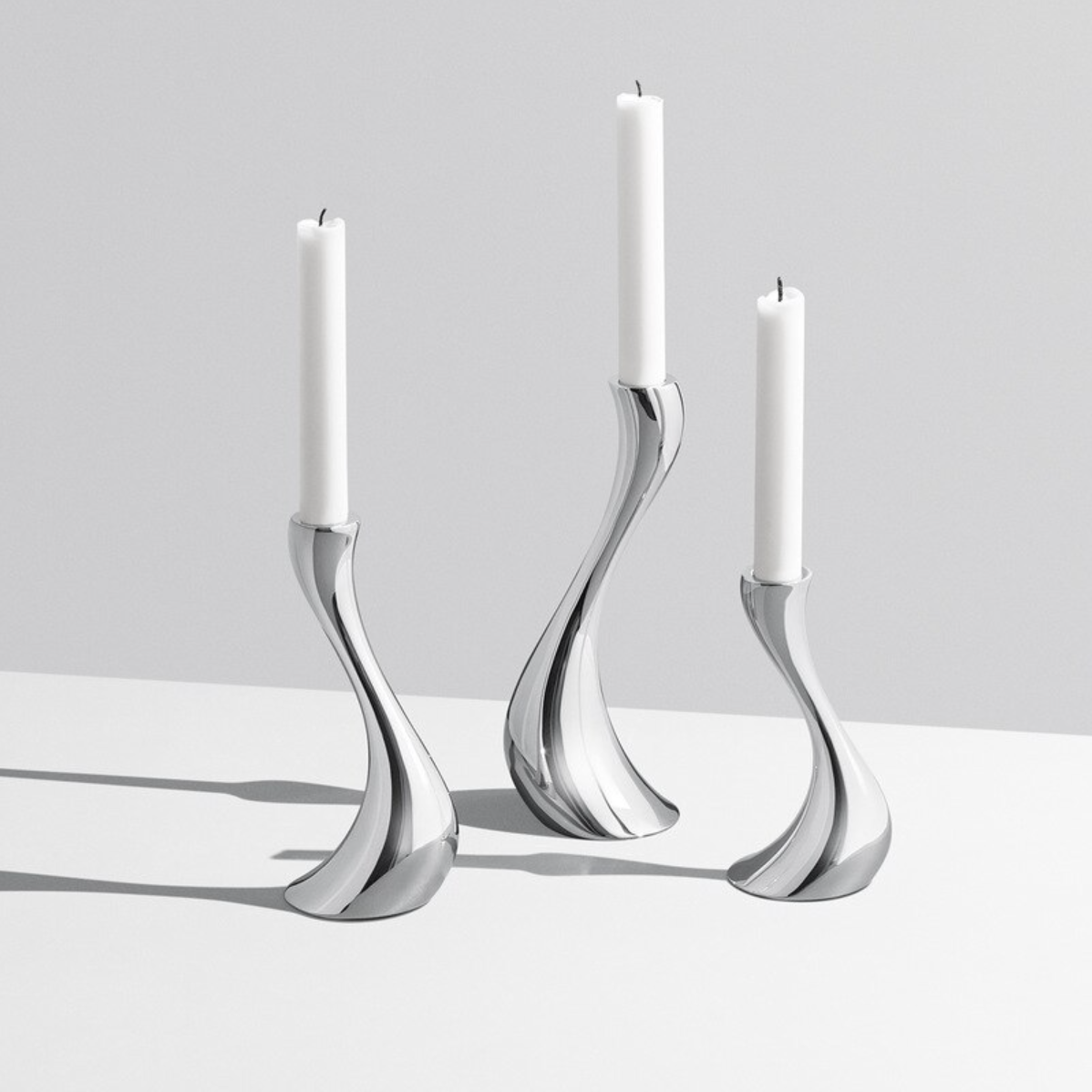 Chrome Wave Candle Holders