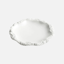 Irregular-shaped Ceramic Pasta Steak Plate with textured wavy edges in matte finish