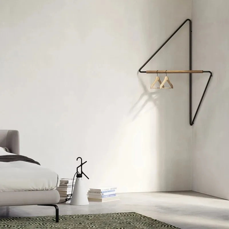 Wall rack geometric corner hanger minimalist metal wood coat rack modern storage