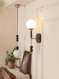 Vintage Wood Glass Lamps Retro Glass Wall Sconce and Ceiling Lamp Elegant Wall lamp