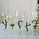 Wine glass with whimsical nature-inspired stems
