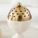 travertine stone incense mabkhara oud bakhoor burner with brass cover